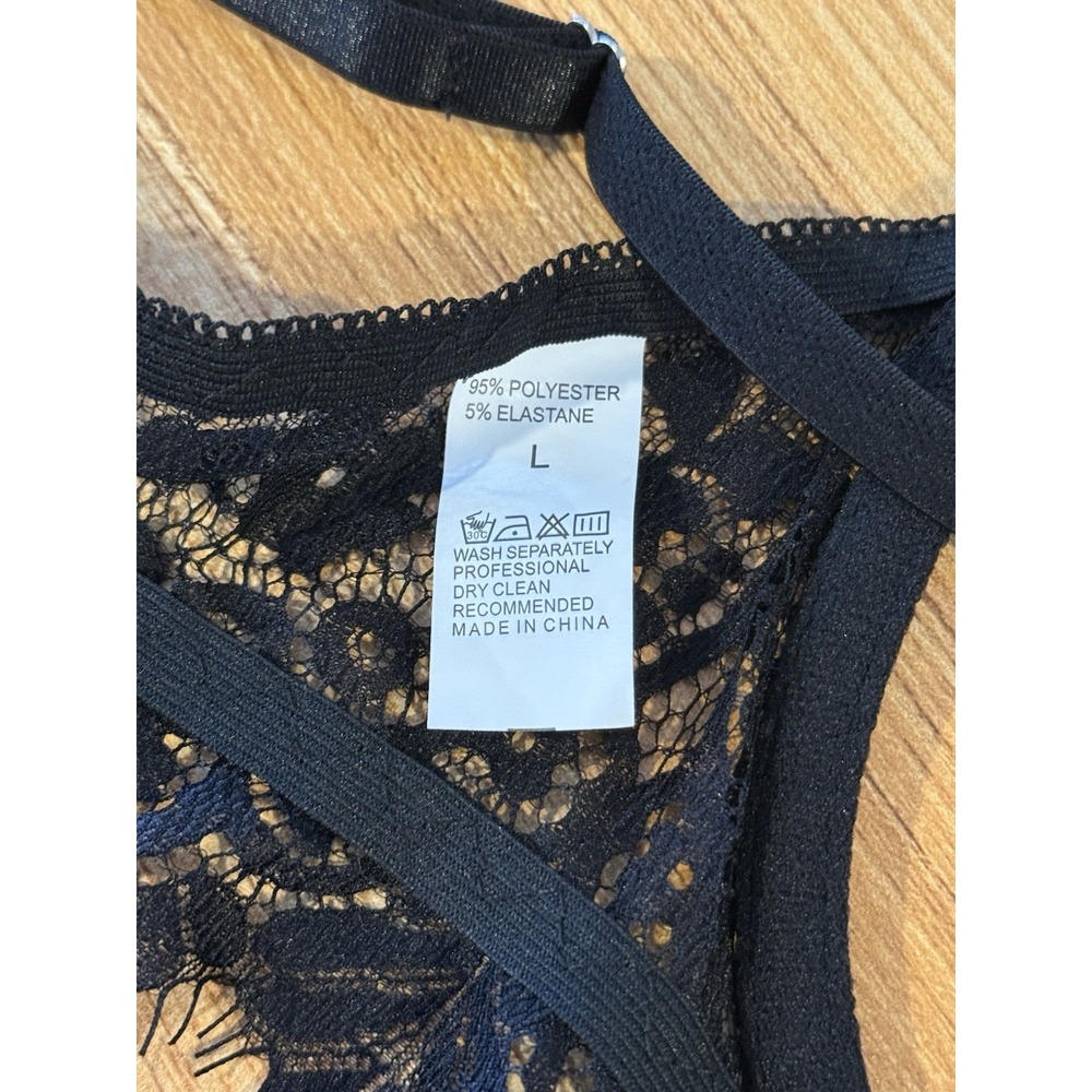 Women's Sz LG Black Lace Open Bust Cupless Bra Tops‎ Hollowed Out  Bralette - Picture 6 of 6